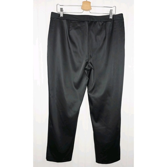 Aidan Mattox Black Satin Dress Pants Straight Slightly Tapered Leg Size 14 - Picture 2 of 9